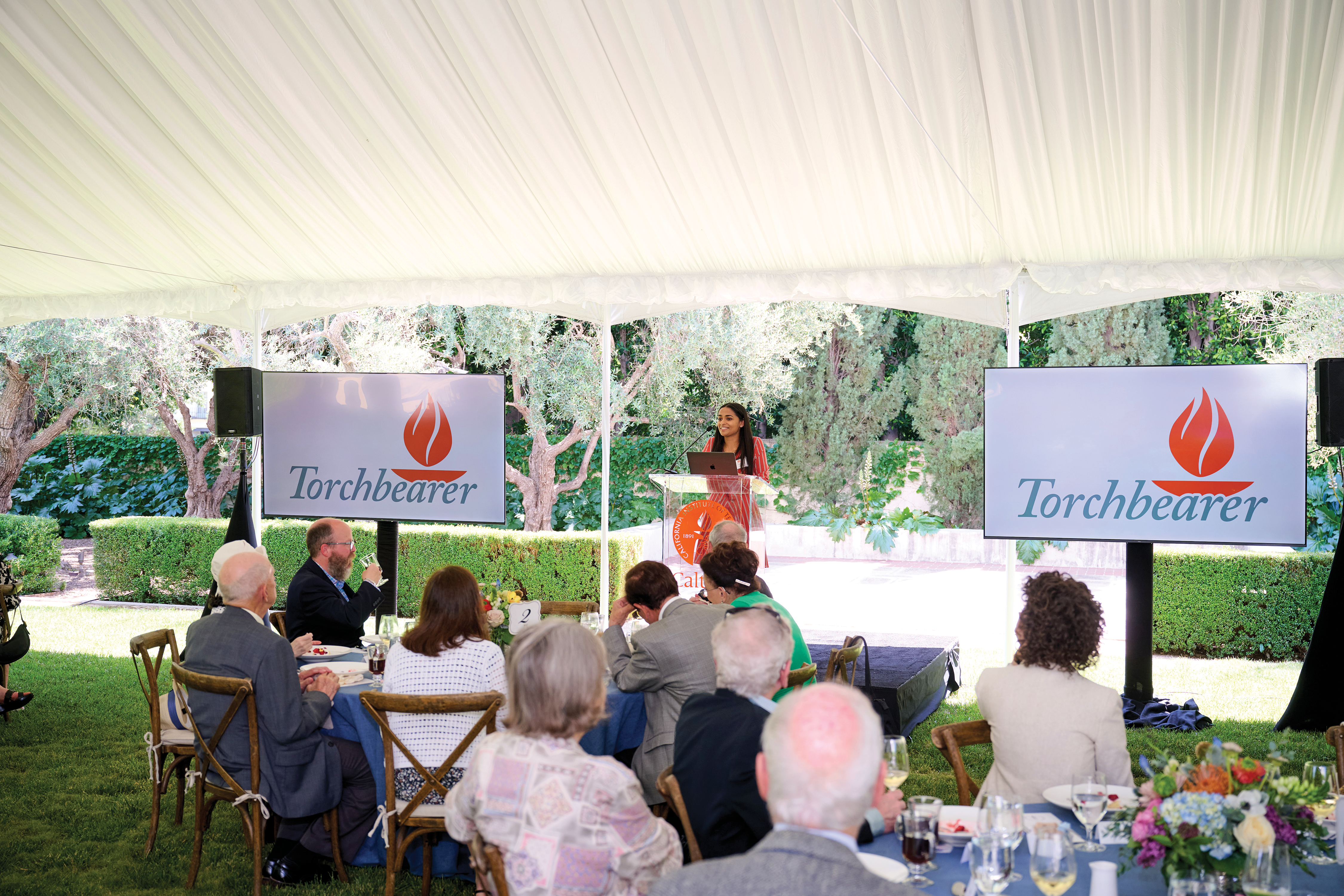 Student speaker Ria Patel (Class of 2026). Credit Chris Flynn/Caltech